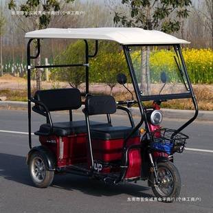 电动三轮车车棚雨篷加厚全透明封闭休闲小巴士折叠冬季 挡风