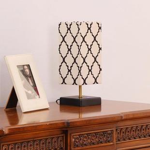 USB床头灯现代台灯布艺波斯花纹灯罩 木质床头灯5V1AUSB充电端口