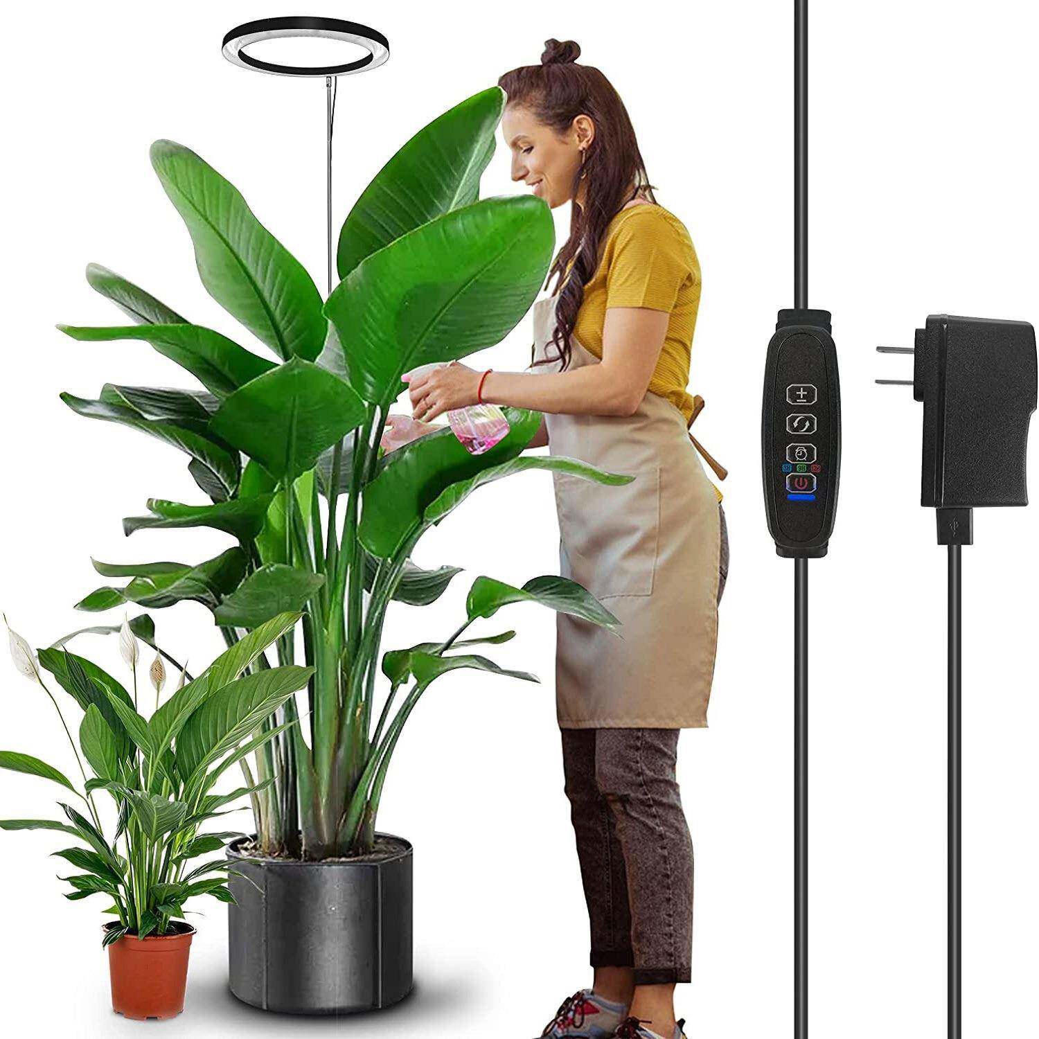 新款天使环LED植物补光灯260mm10寸USB伸缩管地插花卉盆栽育苗灯