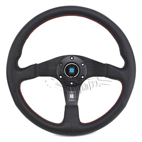 汽车改装转向盘14寸ND平面真皮方向盘游戏赛车竞技改装方向盘