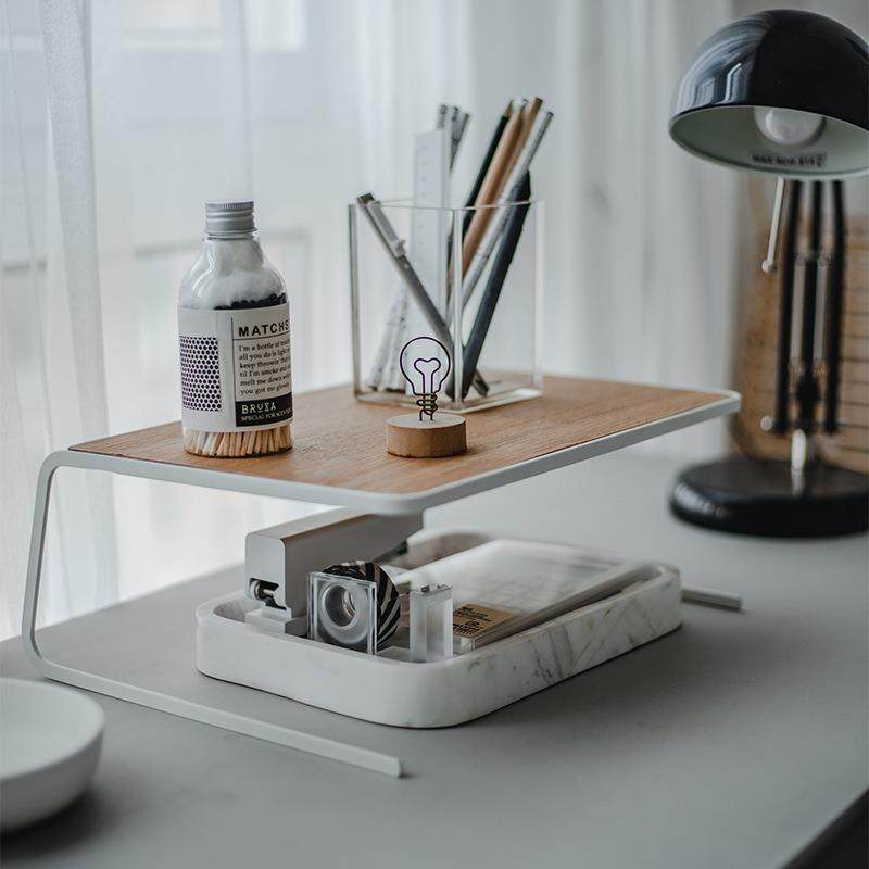 日式厨房木质简约铁艺分层置物架单层碗碟收纳架调味品调料瓶架