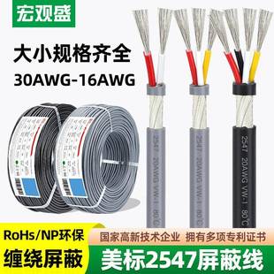 宏观盛供应2547屏蔽线多芯音频线灰色护套电动门禁电竞手柄控制线