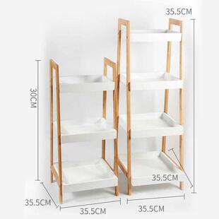 客厅杂物玩具多层整理架倾斜竹制梯形置物架厨房调料配料储物架