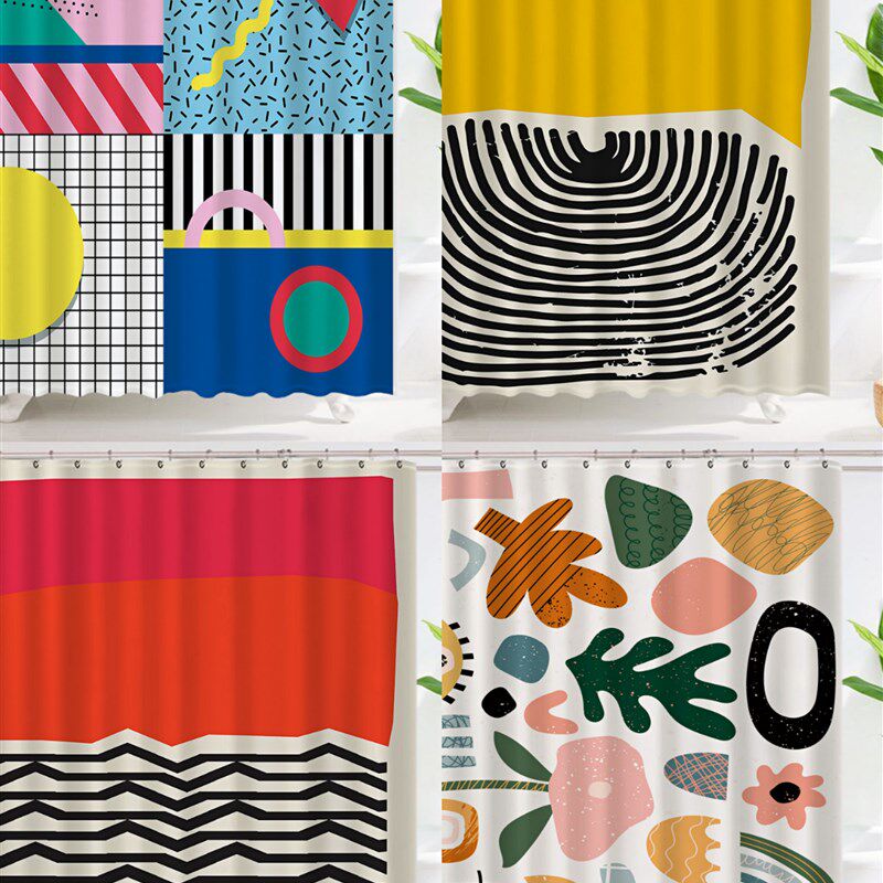 波普艺术几何浴帘防水卫生间窗帘挂帘布帘桌帘隔断帘浴室帘简约,家庭/个人清洁工具,浴帘,淘宝优惠券,粉丝福利购,淘宝优惠卷