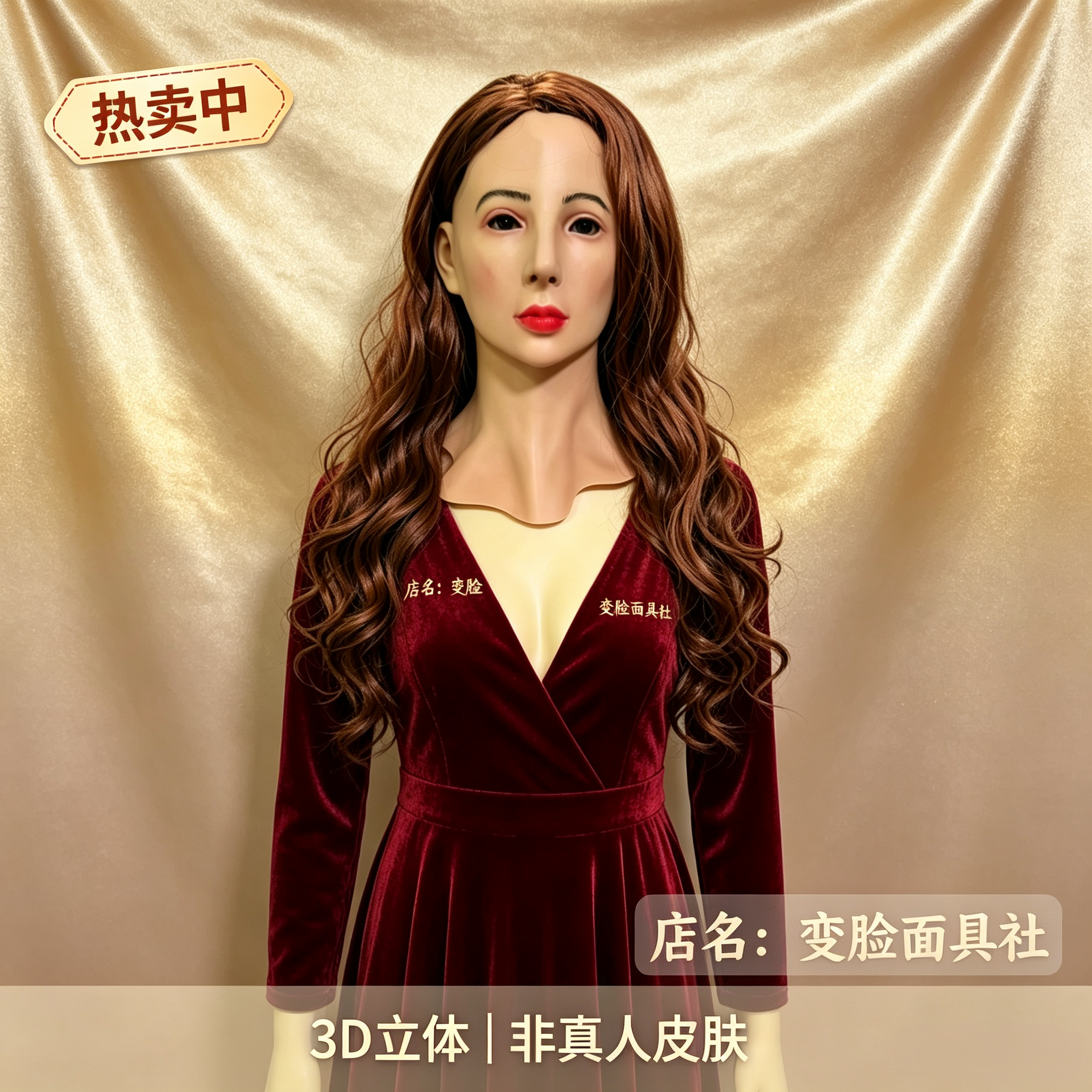 3d全脸仿真头套女可戴假发假人头套全包式变装面具直播网红爆款