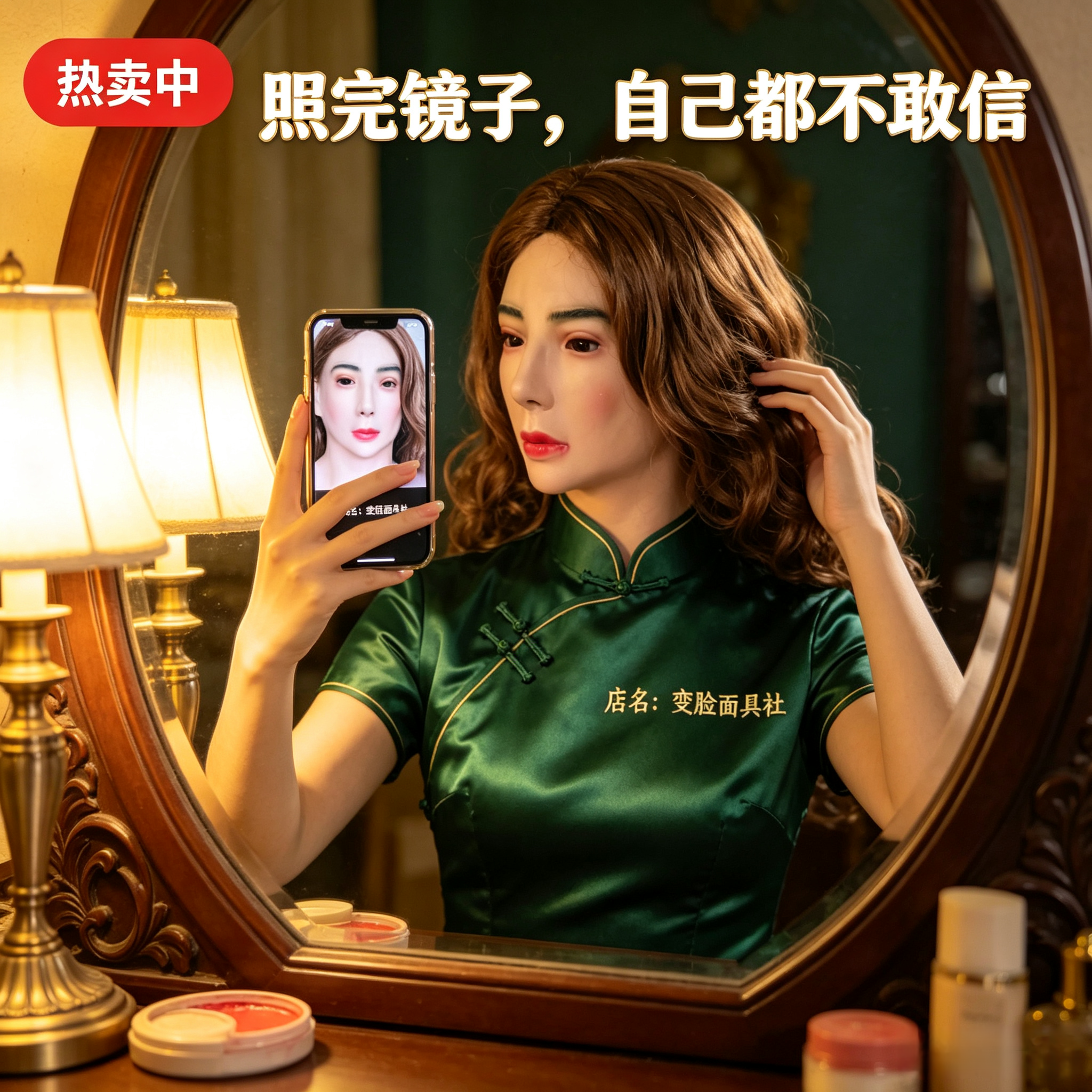 3d全脸仿真头套女可戴假发假人头套全包式变装面具直播网红爆款