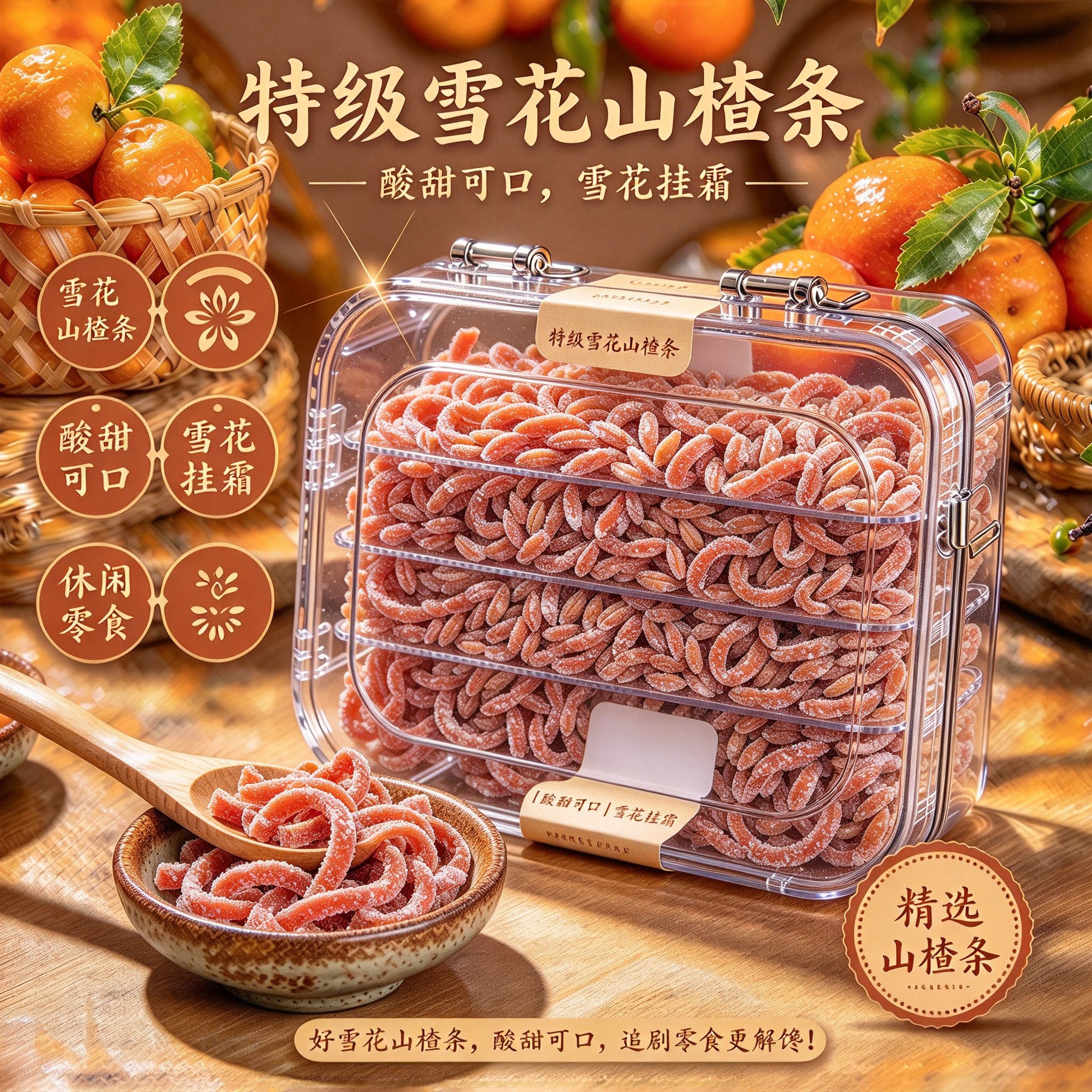 新疆老式无添加雪花山楂丝