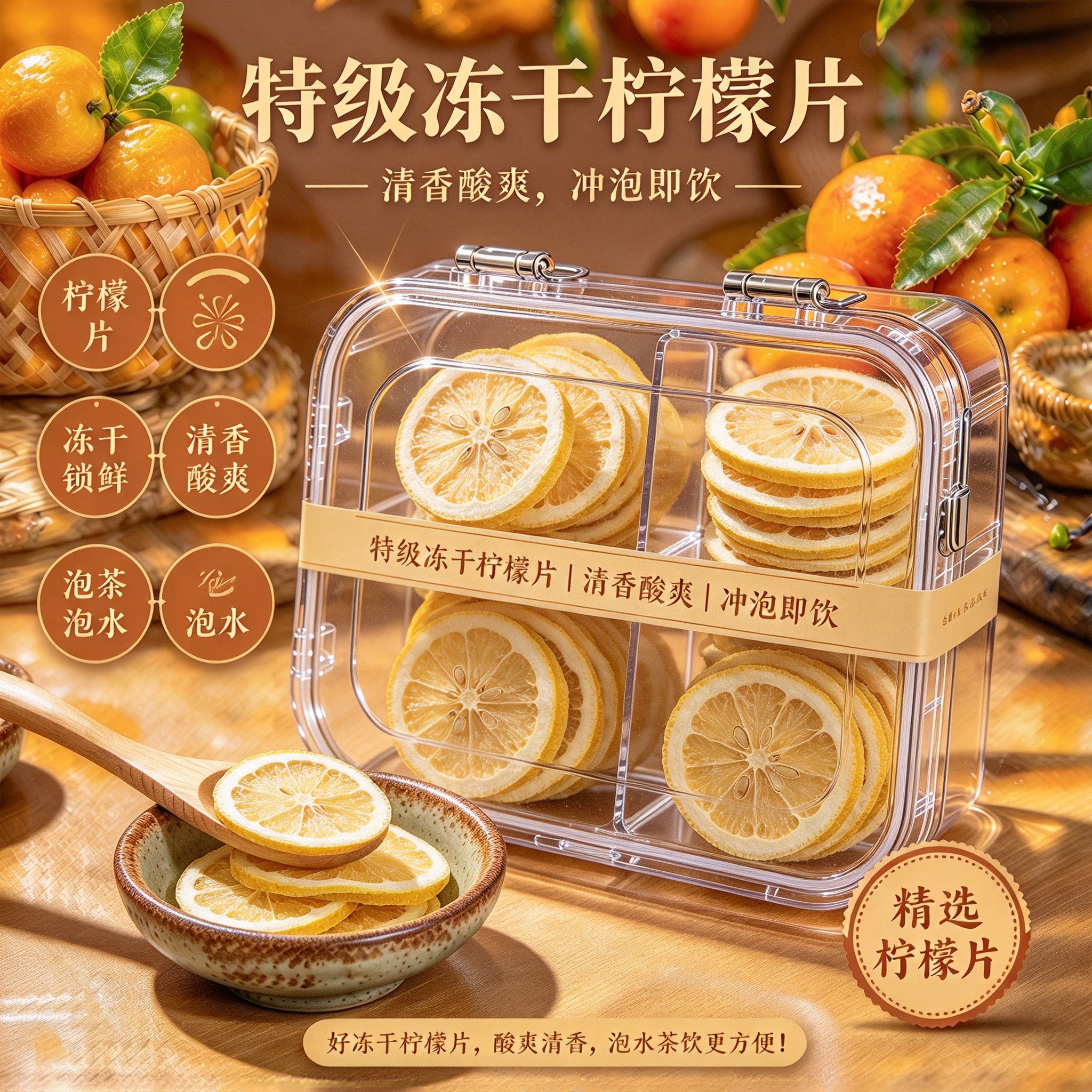 无糖无添加特级冻干柠檬片泡茶
