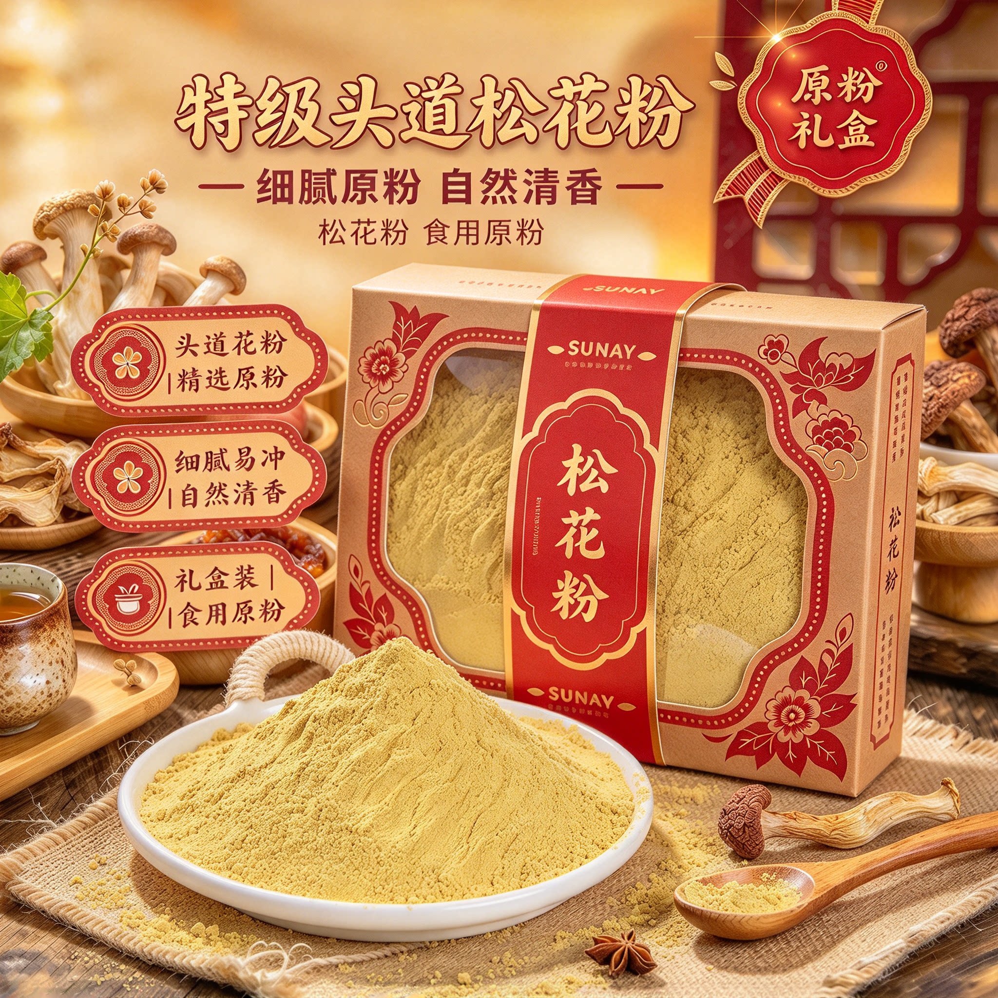 云南野生头道破壁松花粉纯天然