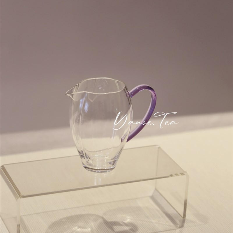 彦色美器紫色手把玻璃公道杯茶具 容量