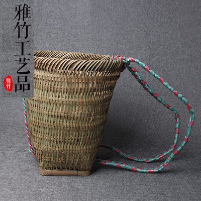 纯手工采茶篓背篼竹篾背篓竹背筐收纳筐跳舞小背篓采摘道具