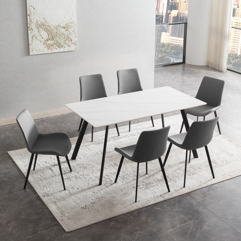 意式轻奢岩板餐桌椅组合现代简约家用小户型长方形极简吃饭桌子