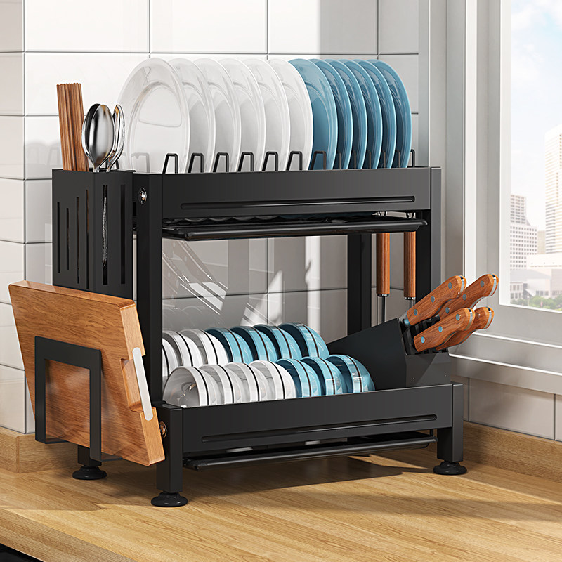 碗碟收纳架碗筷收纳盒晾放碗盘沥水碗架碗柜三层台面厨房