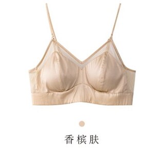 三角杯细肩带网纱文胸抹胸 法式 真丝内衣女无钢圈舒适美背夏季 薄款