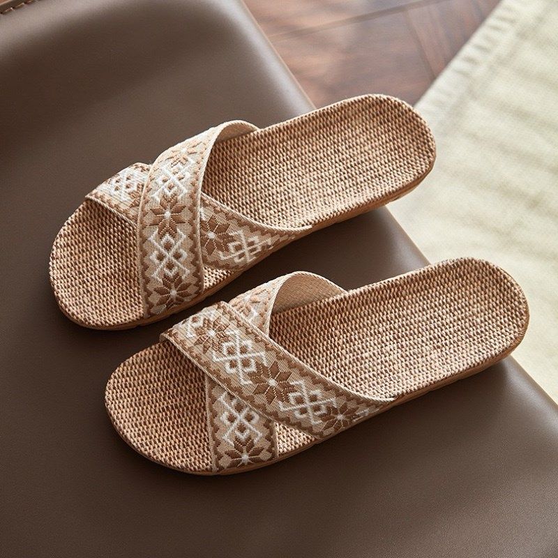 日式夏季情侣交叉带亚麻拖鞋室内软底家用透气吸汗防滑居家凉拖鞋,居家布艺,居家亚麻拖鞋,淘宝优惠券,粉丝福利购,淘宝优惠卷
