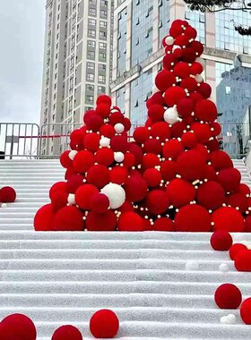 圣诞元旦红色毛线球打卡点布置美陈列泡沫婚礼布景橱窗装饰道具