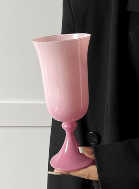 个性创意酒杯摇铃律动杯可爱少女树莓粉红中古高脚玻璃红酒杯