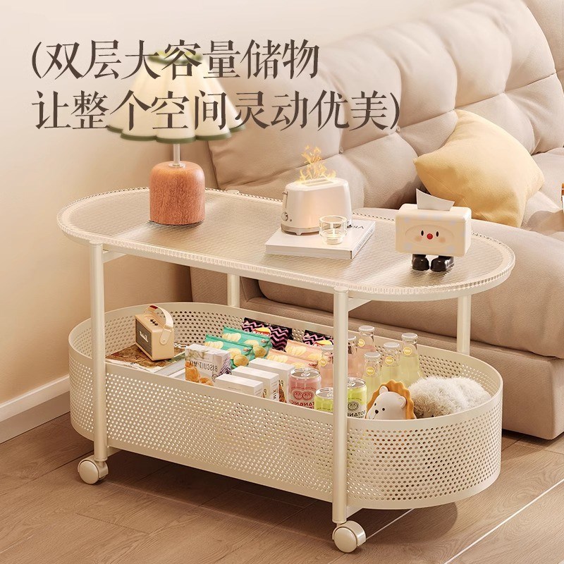 可移动茶几简约钢化玻璃沙发边几床头侧边柜小户型客厅小推车