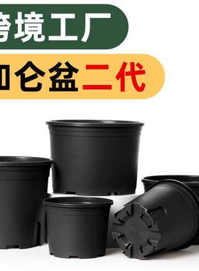 黑色加仑盆控根月季种植育苗二代基地黑桶盆塑料花盆