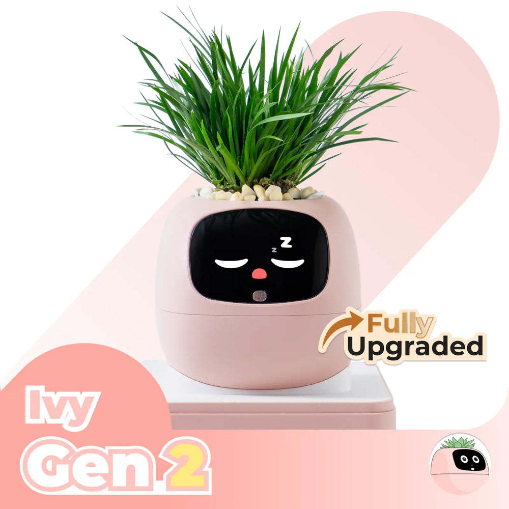 跨境热销二代IVY智能花盆情绪绿植桌面摆件机器人表情互动花盆