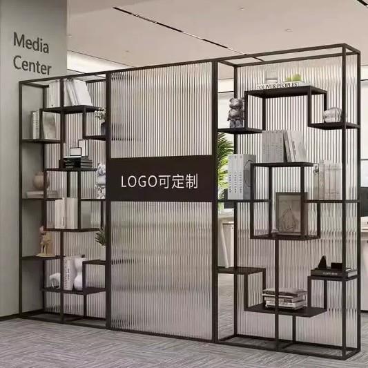 简约现代玻璃隔断架客厅进门遮挡办公室隔断置物架极简屏风玄关柜