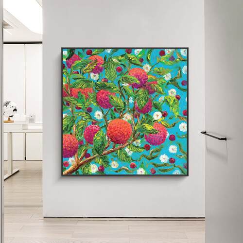 纯手绘抽象立体现代简约装饰画花卉荔枝玄关印象成品油画走廊挂画