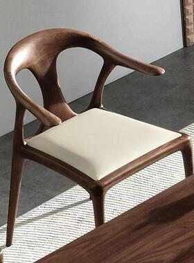 北美黑胡桃全实木餐椅北欧现代简约原木榫卯家具实木黑胡桃餐椅子