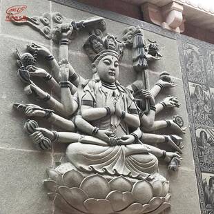 石雕壁画户外古建影壁墙文化雕刻壁画青石浮雕九龙壁石雕照壁摆件
