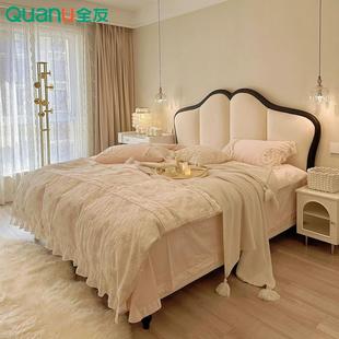 法式复古蝴蝶奶油风真皮床储物主卧高端大气1米8双人床互不打扰床