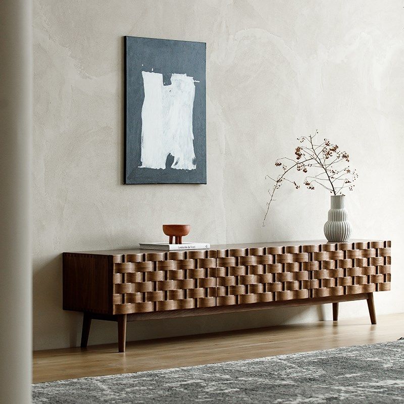 电视柜轻奢高级感现代简约黑胡桃木电视柜收纳储物柜一体客厅家用,住宅家具,电视柜,淘宝优惠券,粉丝福利购,淘宝优惠卷