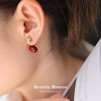 ReverieMeteor红色滴釉耳环