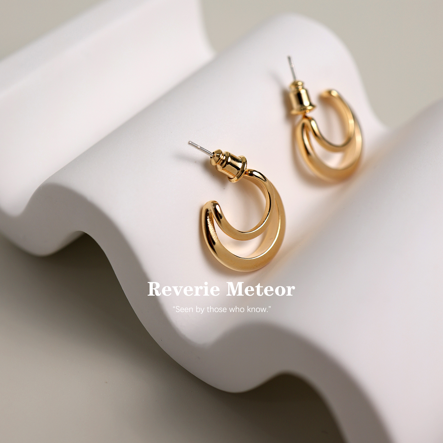 925银设计简约素圈拉丝耳环