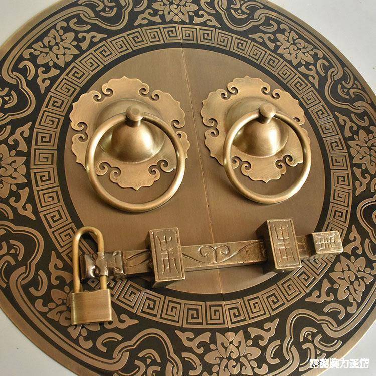 仿古大门拉手中式铜门环把手复古圆形拉环老式门栓锁扣插销配件