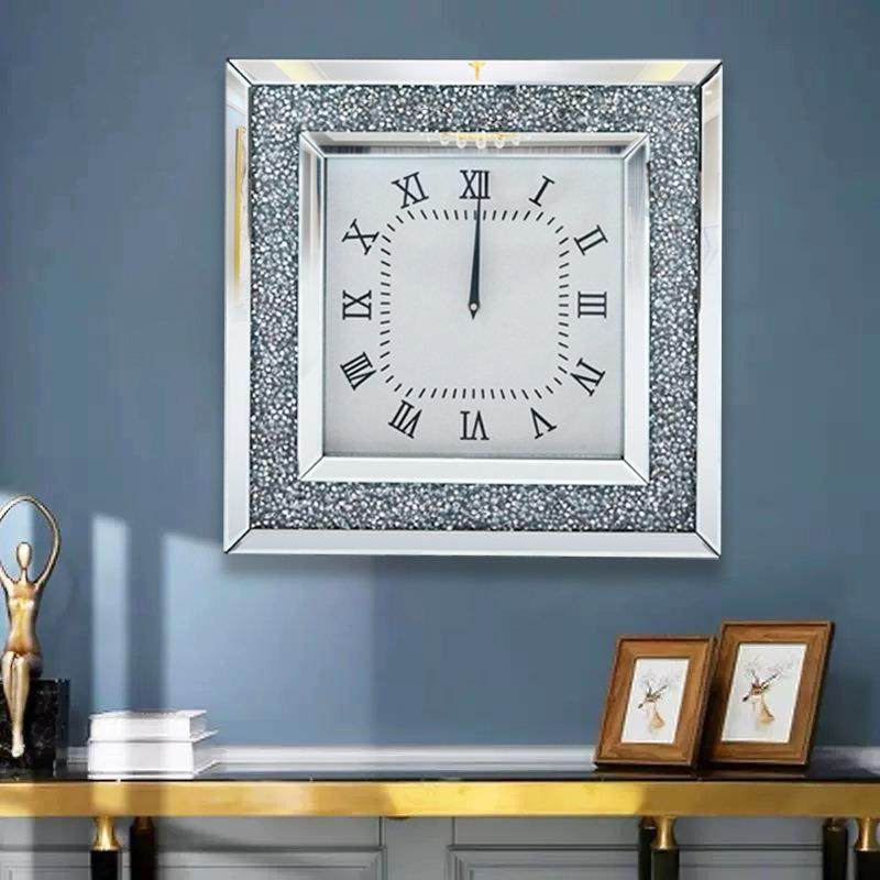 镜面玻璃北欧挂钟轻奢现代简约装饰家用卧室钟表客厅简约时钟挂墙