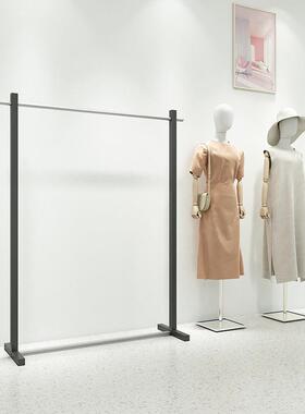 服装店铁艺黑色展示架不锈钢落地式时尚女装侧挂衣服陈列衣架货架