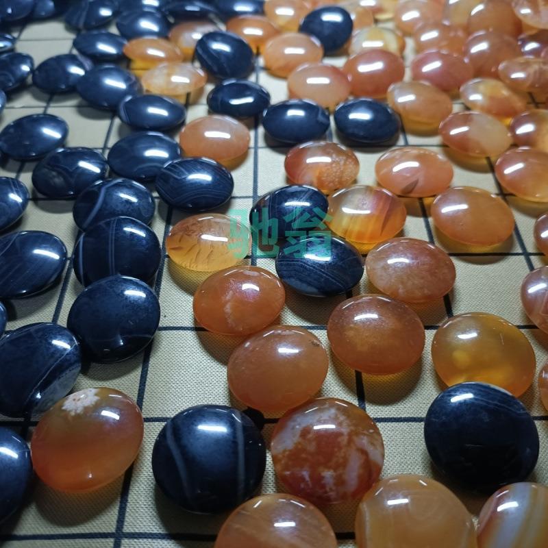 xsz天然玛瑙围棋,天然玛瑙花条纹精品棋子!骨折价款双面凸,带棋盘