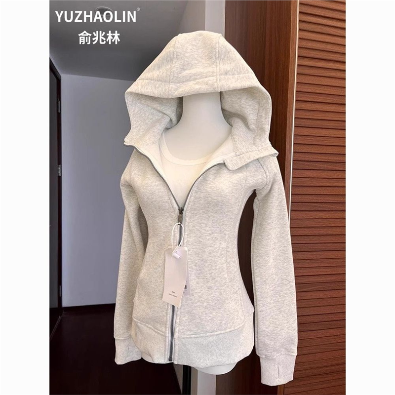 修身卫衣外套女款春季正肩收腰短款紧身上衣连帽衫薄款2026新款夏