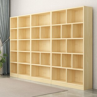 儿童书架实木落地全实木墙面置物架简约家用学生简易松木原木书柜