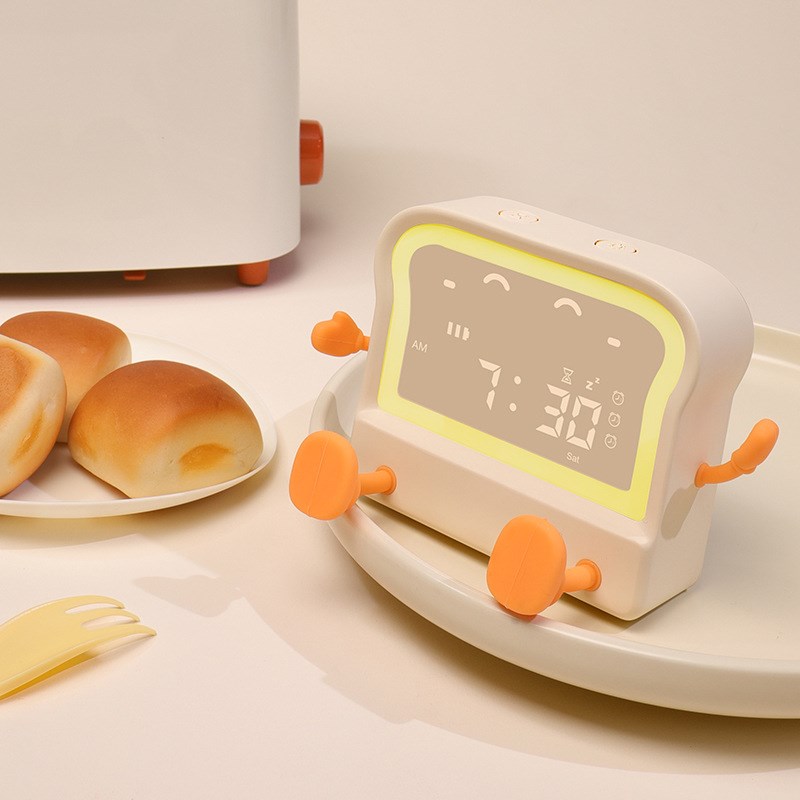 TOAST CLOCK LAMP  趣味吐司机 伴睡闹钟夜灯 贪睡模式 手机支架