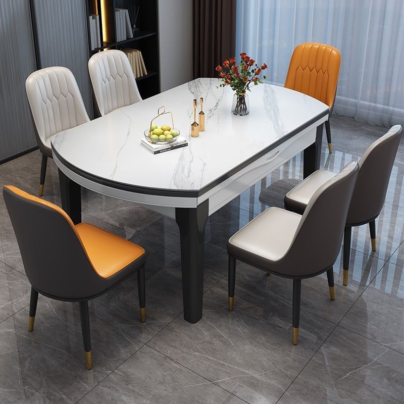 丰舍电磁炉岩板餐桌家用简约现代可伸缩折叠圆桌小户型实木吃饭桌