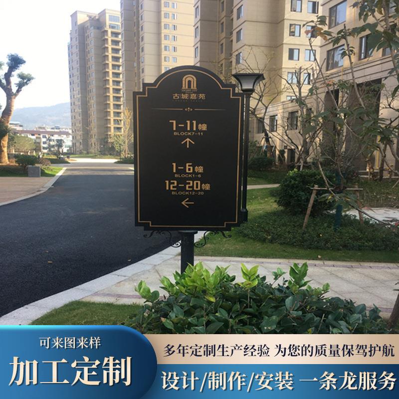 标识设计小区公园烤漆导向牌景区标识不锈钢镀锌板标识景区介绍牌