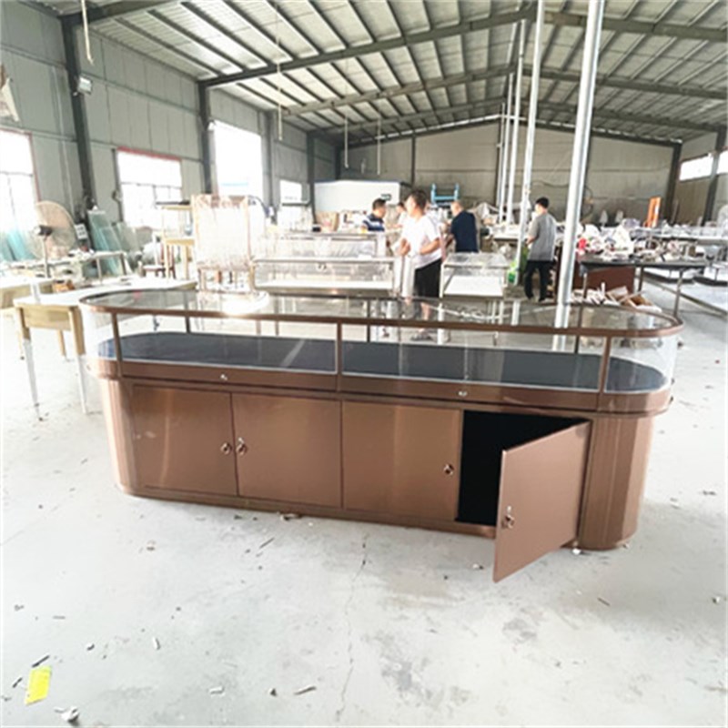 玉器展柜珠宝展示柜玻璃柜台不锈钢手表柜子超长矮柜带储物柜定制