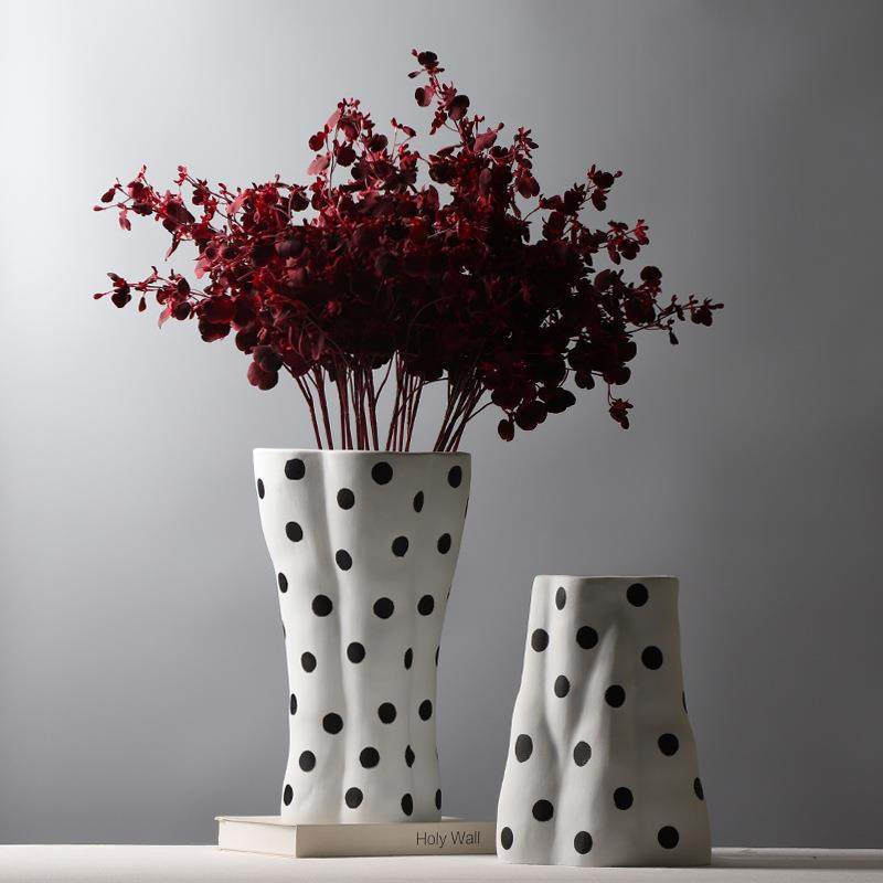 现代简约陶瓷花瓶样板房售楼部创意插花装饰品拼色波点磨砂摆件,纺织面料/辅料/配套,纺织机械配件,淘宝优惠券,粉丝福利购,淘宝优惠卷