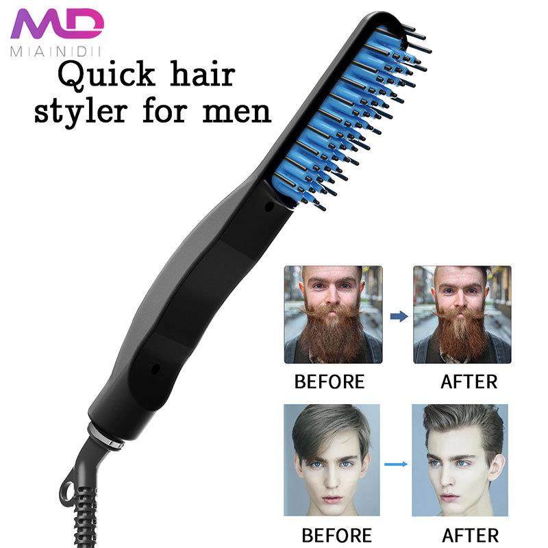 2019新品LCD直发梳男士直发器胡须梳陶瓷卷直发器发型梳工厂