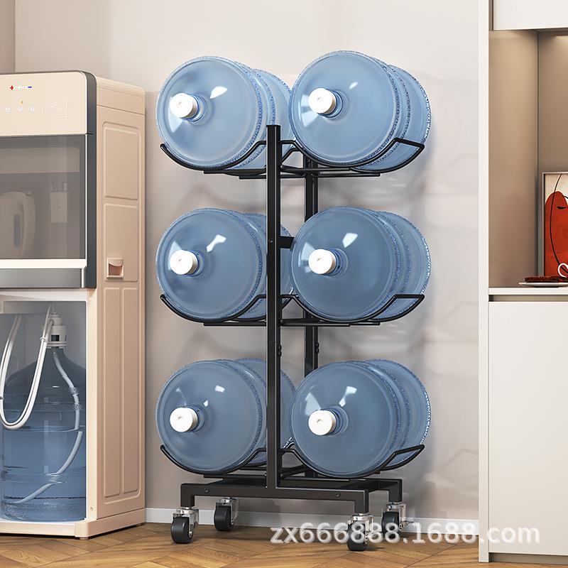 桶装水置物架落地家用水桶架带轮可移动水机纯净饮用水收纳架