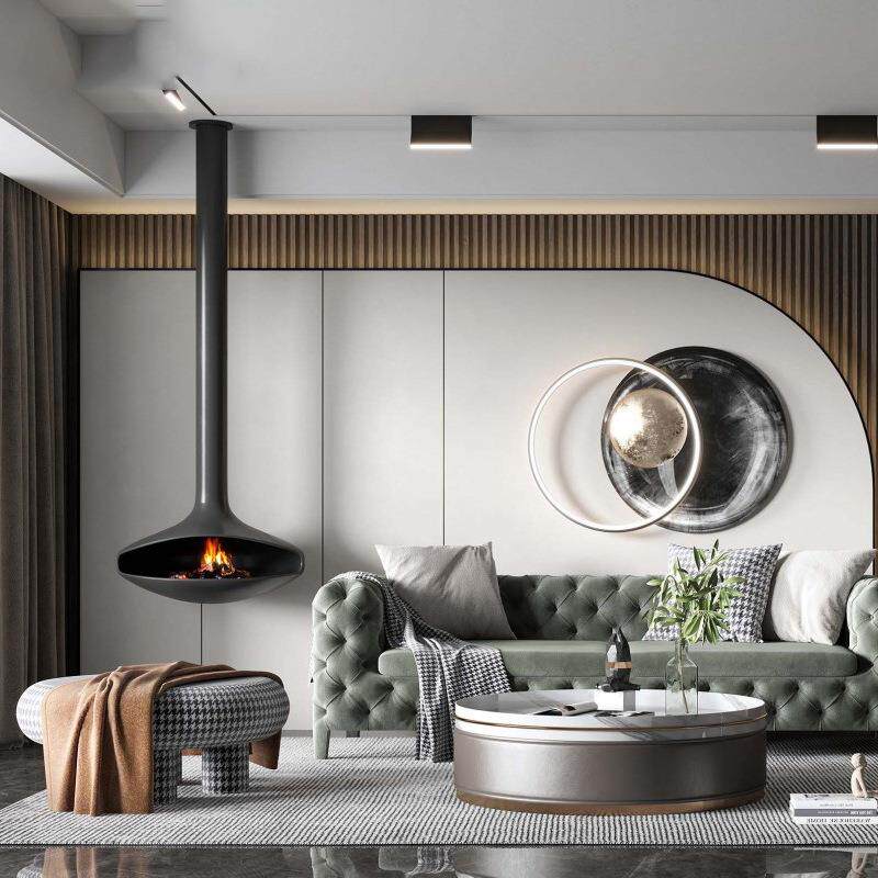 悬挂壁炉取暖器家用别墅室内真火壁炉复古燃木柴铸铁