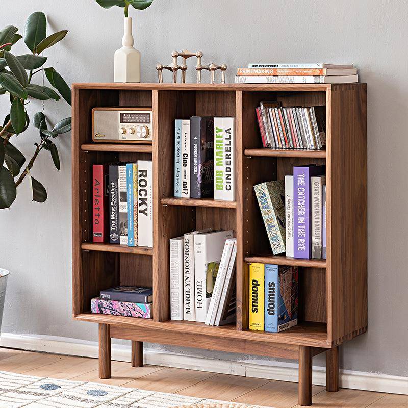 实木书柜落地北欧简约现代置物架儿童组合家用学生原木设计书架