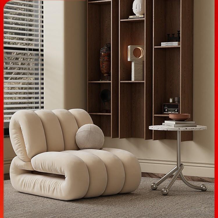 网红中古风单人懒人沙发椅设计师款创意民宿卧室小沙发客厅休闲椅