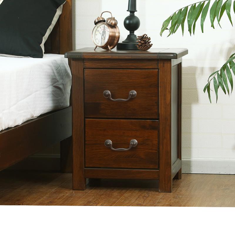板式实木床头柜卧室储物柜美式迷你小床头柜经济胡桃