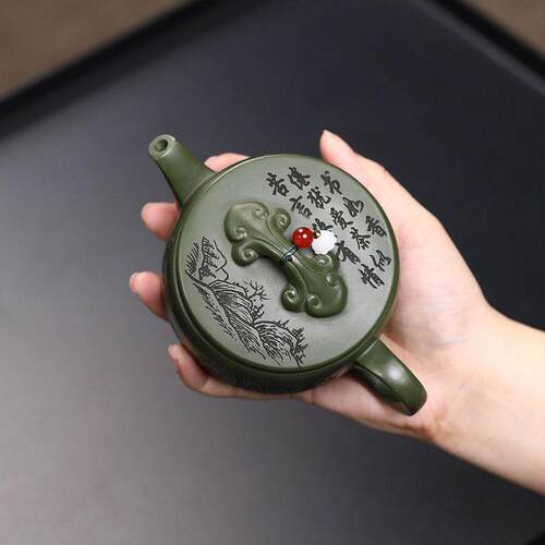 宜兴正宗紫砂壶原矿绿泥如意汉瓦壶家用泡茶壶高档茶壶茶具手工制